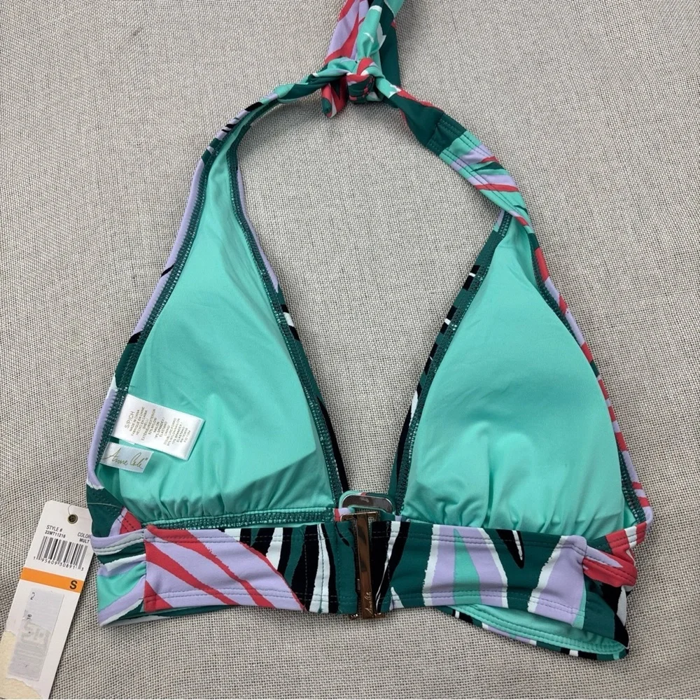 Anne Cole Women's Zesty Tropical Printed Ring Halter Bikini Top Size S